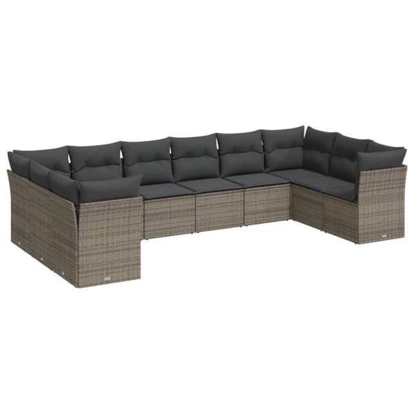 sofasæt til haven 10 dele med hynder polyrattan grå