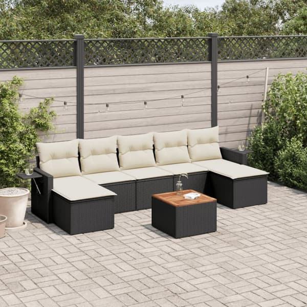 sofasæt til haven 8 dele med hynder polyrattan sort