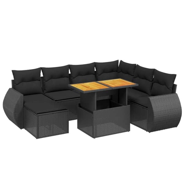 sofasæt til haven 8 dele med hynder polyrattan sort