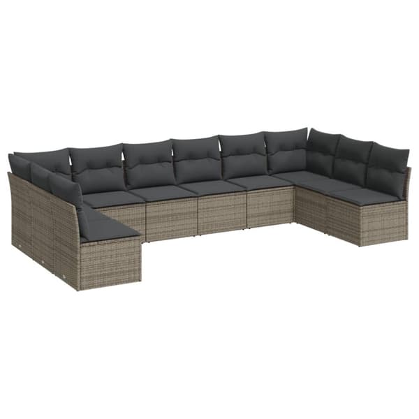 sofasæt til haven 10 dele med hynder polyrattan grå