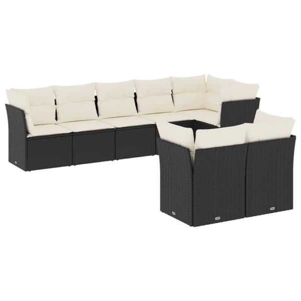 sofasæt til haven 8 dele med hynder polyrattan sort