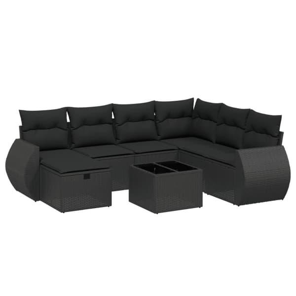 sofasæt til haven 8 dele med hynder polyrattan sort