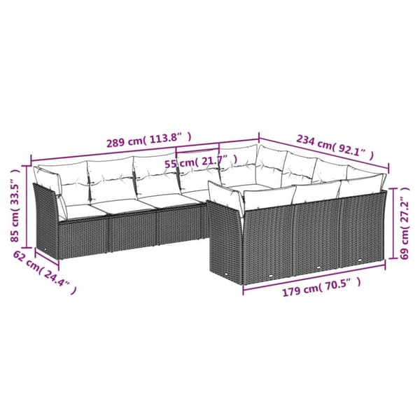 sofasæt til haven 10 dele med hynder polyrattan beige