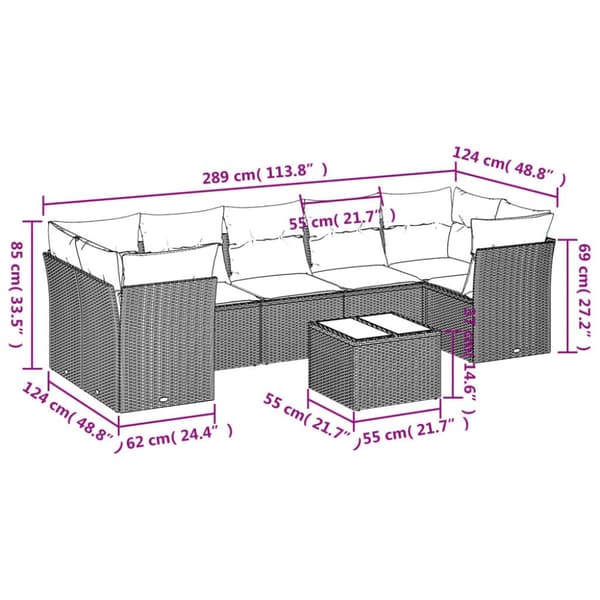 sofasæt til haven 8 dele med hynder polyrattan beige