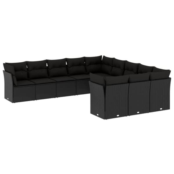 sofasæt til haven 11 dele med hynder polyrattan sort