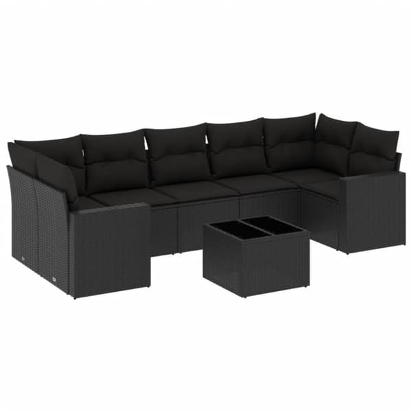 sofasæt til haven 8 dele med hynder polyrattan sort