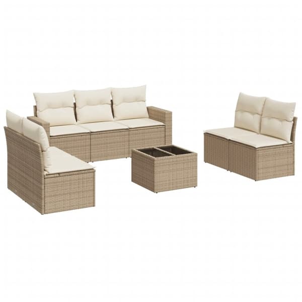sofasæt til haven 8 dele med hynder polyrattan beige