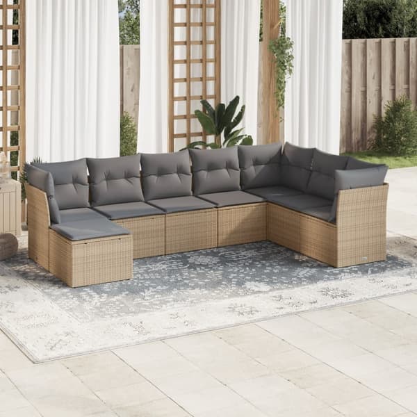 sofasæt til haven 8 dele med hynder polyrattan beige