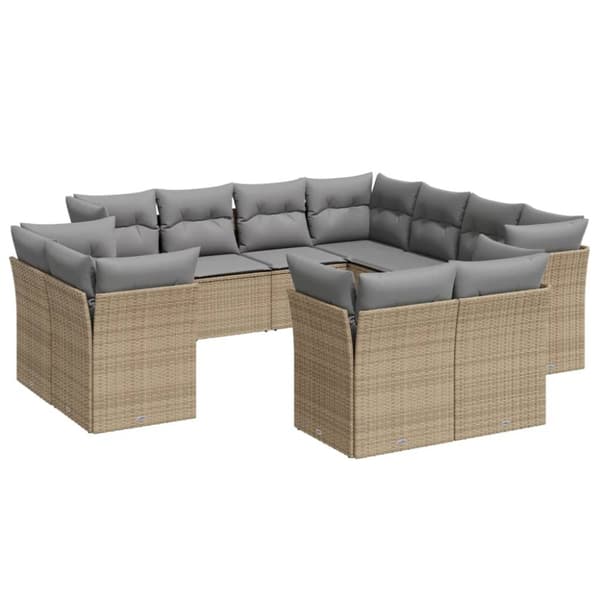 sofasæt til haven 11 dele med hynder polyrattan beige