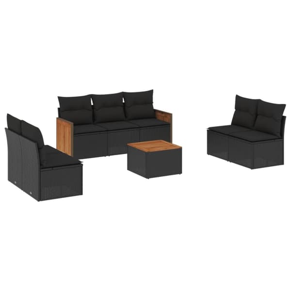 sofasæt til haven 8 dele med hynder polyrattan sort