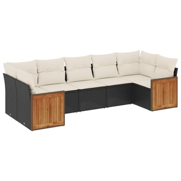 sofasæt til haven 7 dele med hynder polyrattan sort