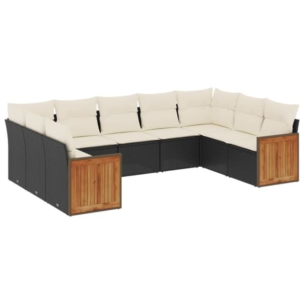 sofasæt til haven 9 dele med hynder polyrattan sort