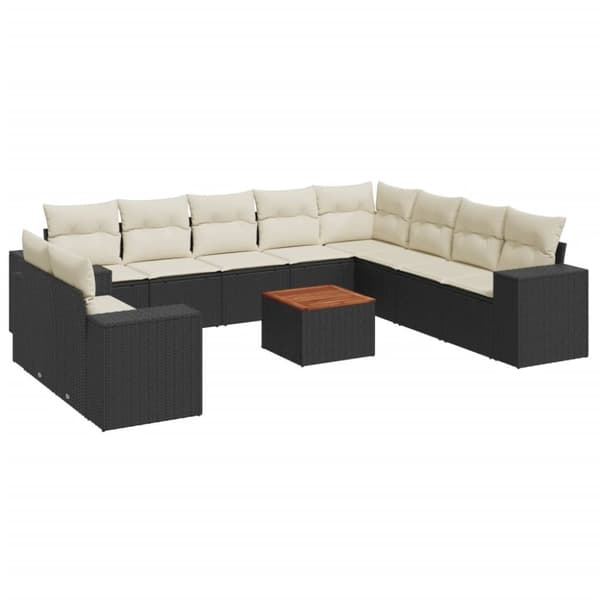 sofasæt til haven 11 dele med hynder polyrattan sort