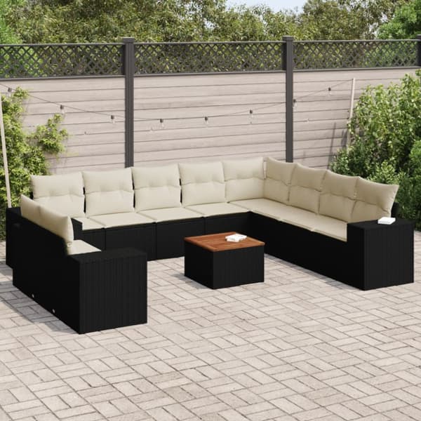 sofasæt til haven 11 dele med hynder polyrattan sort