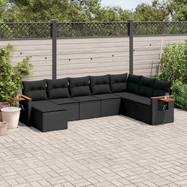sofasæt til haven 8 dele med hynder polyrattan sort