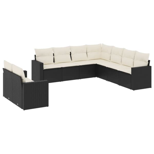 sofasæt til haven 9 dele med hynder polyrattan sort