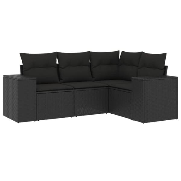 sofasæt til haven 4 dele med hynder polyrattan sort