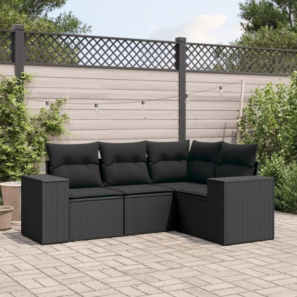 sofasæt til haven 4 dele med hynder polyrattan sort