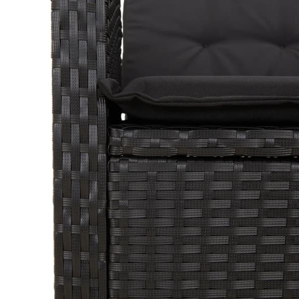 spisebordssæt til haven 3 dele med hynder polyrattan sort
