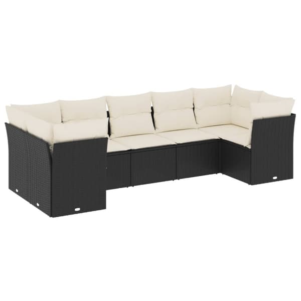 sofasæt til haven 7 dele med hynder polyrattan sort