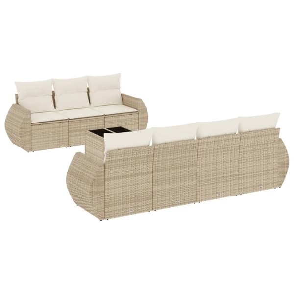 sofasæt til haven 8 dele med hynder polyrattan beige