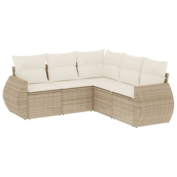 Soffgrupp för trädgården med dynor 5 delar beige konstrotting
