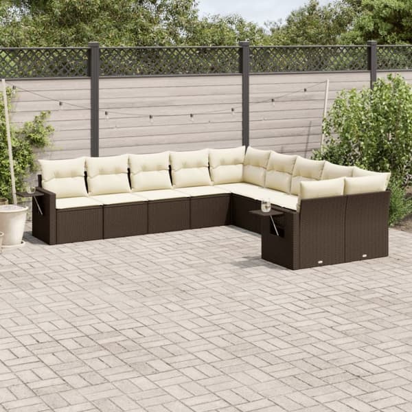 Loungegrupp 10 delar med brun dynor konstrotting