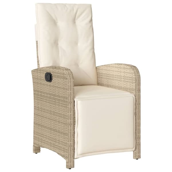 spisebordssæt til haven 7 dele med hynder polyrattan beige