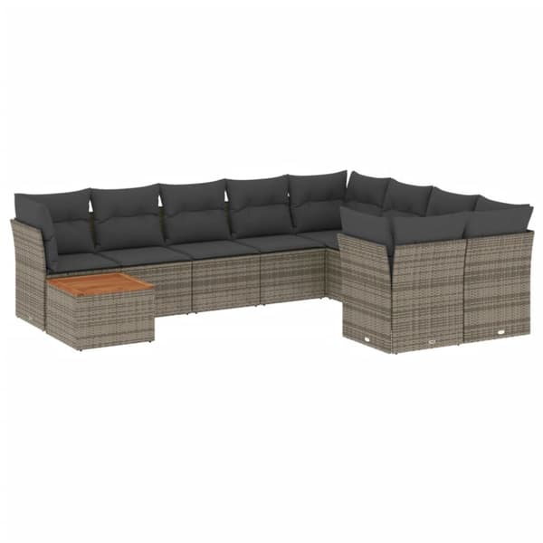 sofasæt til haven 10 dele med hynder polyrattan grå