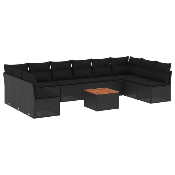 sofasæt til haven 11 dele med hynder polyrattan sort
