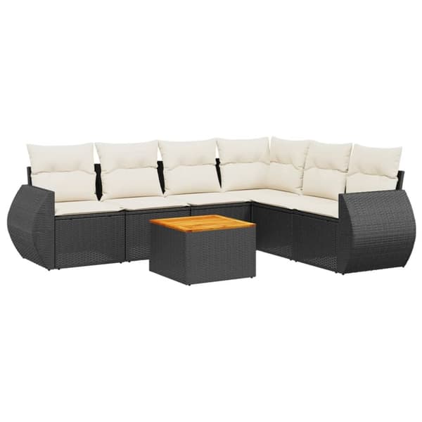 sofasæt til haven 7 dele med hynder polyrattan sort
