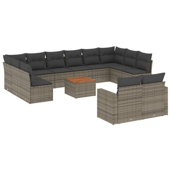 sofasæt til haven 13 dele med hynder polyrattan grå