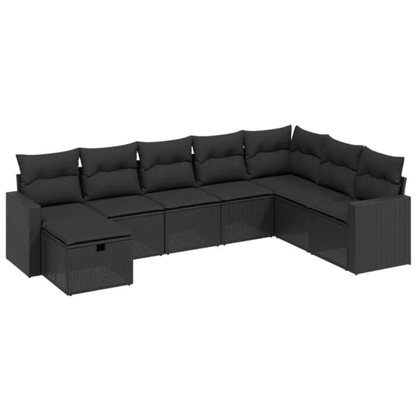 sofasæt til haven 8 dele med hynder polyrattan sort