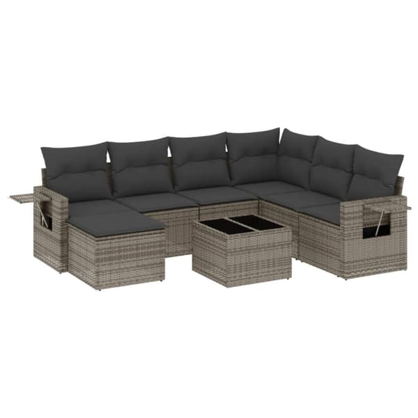 sofasæt til haven 8 dele med hynder polyrattan grå