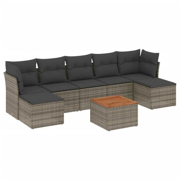 sofasæt til haven 8 dele med hynder polyrattan grå