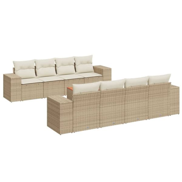 sofasæt til haven 9 dele med hynder polyrattan beige