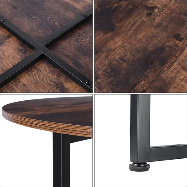 Kaffebord, rundt design, træ- og metal konstruktion