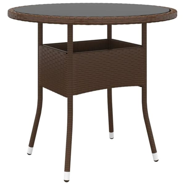 bistrosæt til haven 5 dele polyrattan og hærdet glas brun