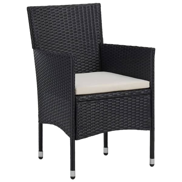 spisebordssæt til haven 3 dele polyrattan og hærdet glas sort