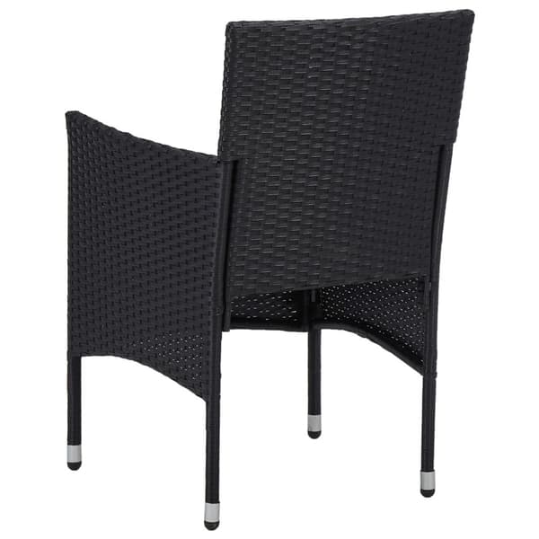 spisebordssæt til haven 3 dele polyrattan og hærdet glas sort