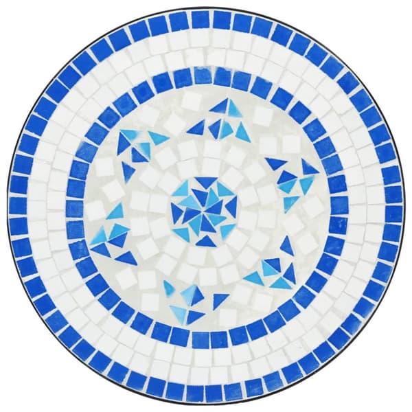 bistrosæt med mosaikdesign jern og keramik blå og hvid