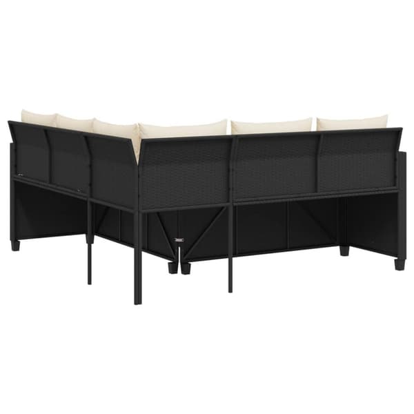 havesofa med bord og hynder L-formet polyrattan sort