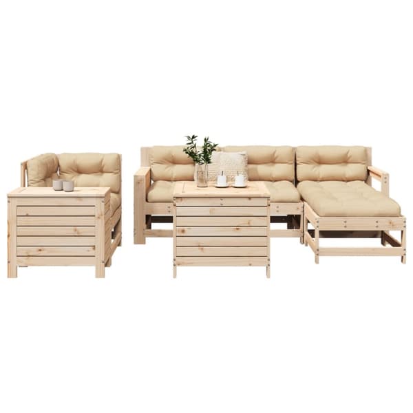 sofasæt til haven 7 dele massivt fyrretræ