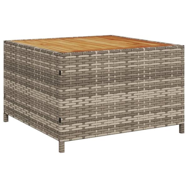 havesofa med bord og hynder L-formet polyrattan grå