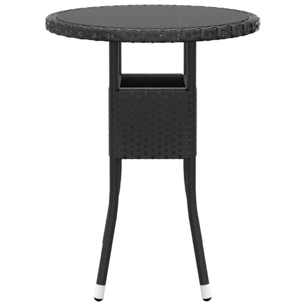 bistrosæt til haven 3 dele polyrattan og hærdet glas sort