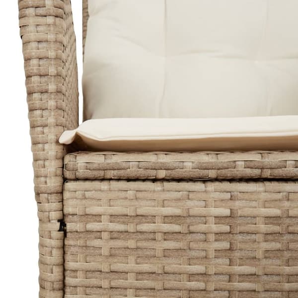 Matgrupp för trädgården med dynor 7 delar beige konstrotting