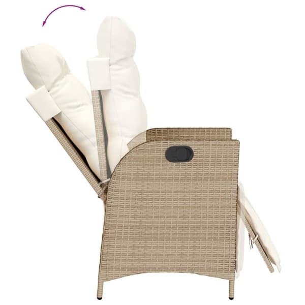 Matgrupp för trädgården med dynor 7 delar beige konstrotting