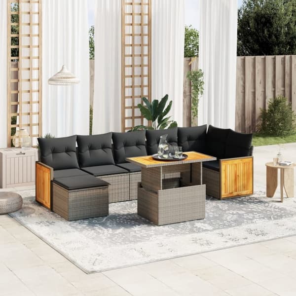 sofasæt til haven 8 dele med hynder polyrattan grå