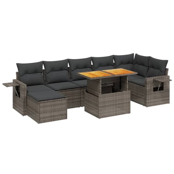sofasæt til haven 8 dele med hynder polyrattan grå