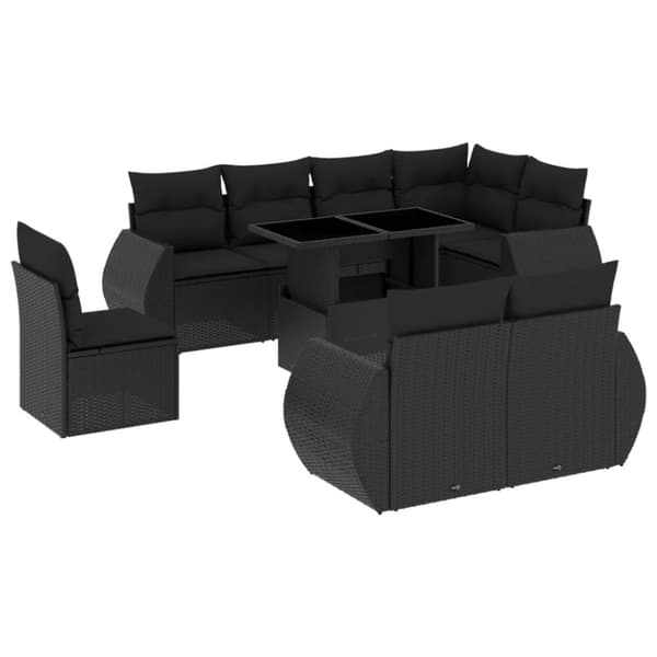 sofasæt til haven 9 dele med hynder polyrattan sort